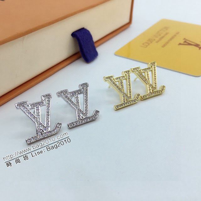 Louis Vuitton純銀飾品 路易威登Wish Bone耳釘 LV簡約字母滿鑽耳釘耳環  zglv2198